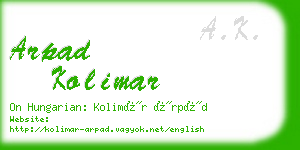 arpad kolimar business card